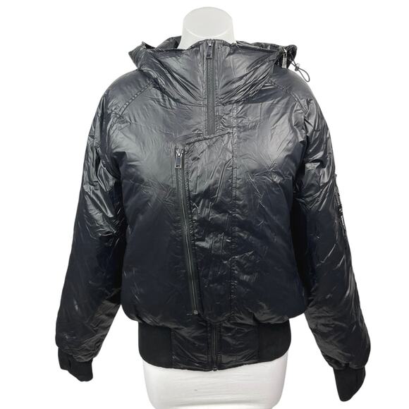 Voice of Insiders Aviator Black Detachable Hoodie Down Puffer Coat Jacket Sz M/L - Picture 1 of 7